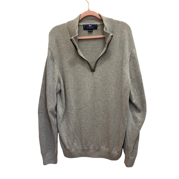 Vineyard Vines Other - Vineyard Vines Men's XL Gray Pima Cotton Alpaca Quarter Zip Elbow Patch